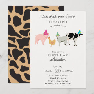 Petting Zoo Party Animals Barnyard Birthday Kids Einladung