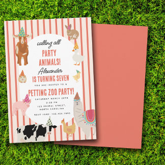 Petting Zoo Party Animals Barnyard Birthday Theme Einladung