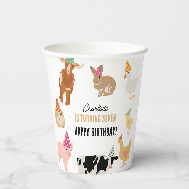 Petting Zoo Party Animals Barnyard Birthday Theme Pappbecher (Rückseite)