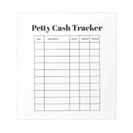 Petty Cash Tracker Notepad Notizblock