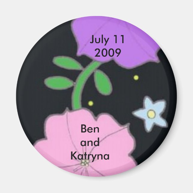 Petunia auf Schwarz Save the Date Magnet (Vorne)