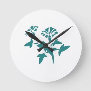 Petunia Flower Stylized Runde Wanduhr