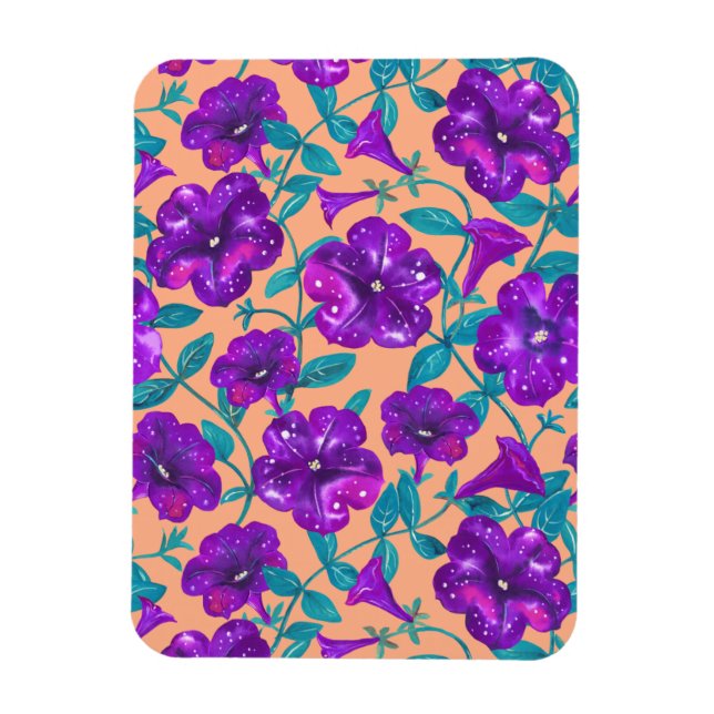 Petunia Night Sky auf Aprikosenunterlage Tablette Magnet (Vertikal)