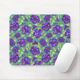 Petunia Night Sky auf aquamarinem Hintergrund Thro Mousepad