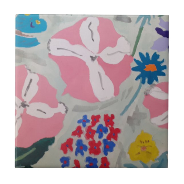 Petunia & Summer Blume Keramik Tile Fliese (Vorderseite)