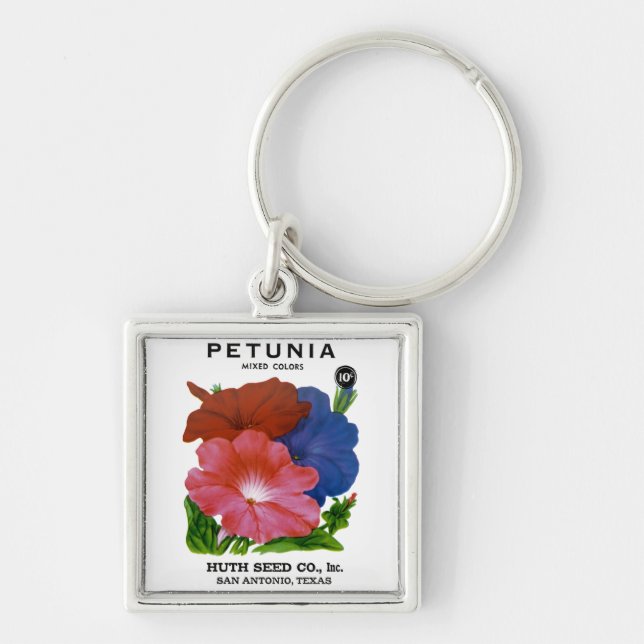 Petunia Vintag Seed Packet Schlüsselanhänger (Vorne)
