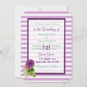 Pétunias à rayures violettes Invitations de mariag