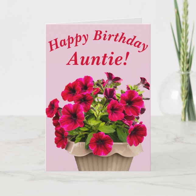 Pétunias rose Floral Carte d'anniversaire pour la  (Devant)