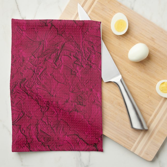 Pétunias sculptés, Serviettes de cuisine magenta (Quart Plié)