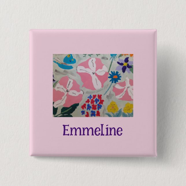 Petunias & Sommerliche Blume Personalisiert Button (Vorderseite)