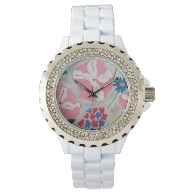 Petunias & Summer Blume Damen Armbanduhr (Vorderseite)