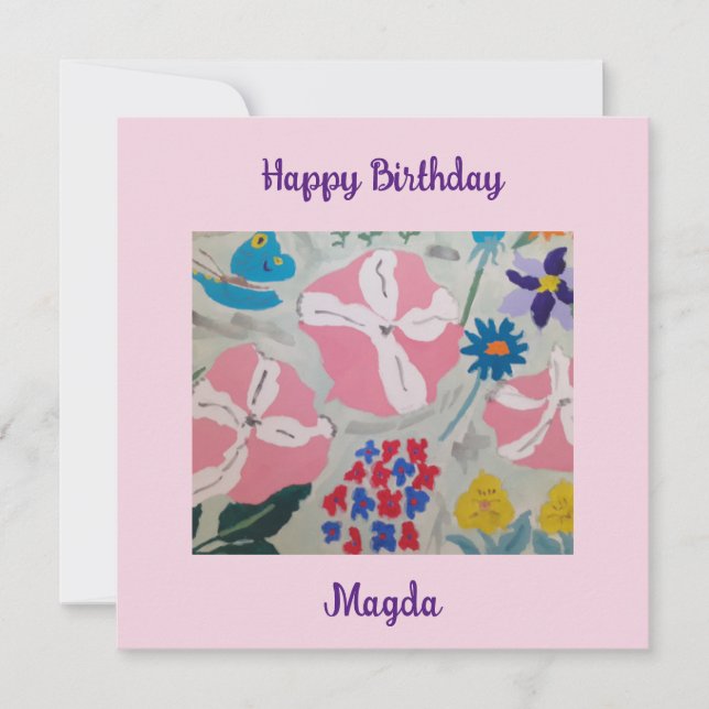 Petunias & Summer Blume Flat Birthday Card Karte (Vorderseite)