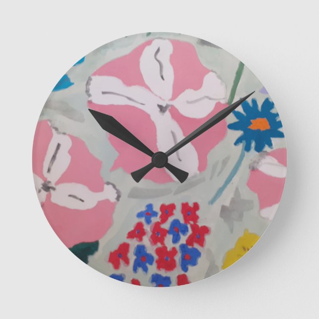 Petunias & Summer Blume Runde Wanduhr (Vorderseite)