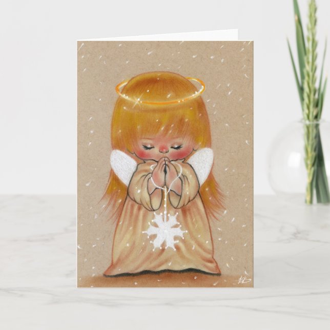 Peu d'ange d'hiver dans la carte de Noël de neige (Devant)