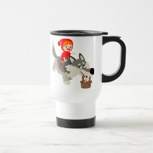 Peu de capuchon rouge et la tasse de banlieusard