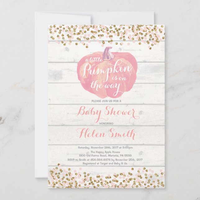 Peu de carte d'invitation de baby shower de fille (Devant)
