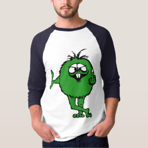 peu de T-shirt vert de type de doigt moyen
