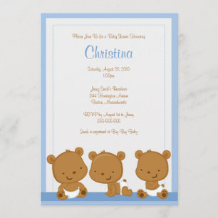 Peu invitation bleue de baby shower de garçon