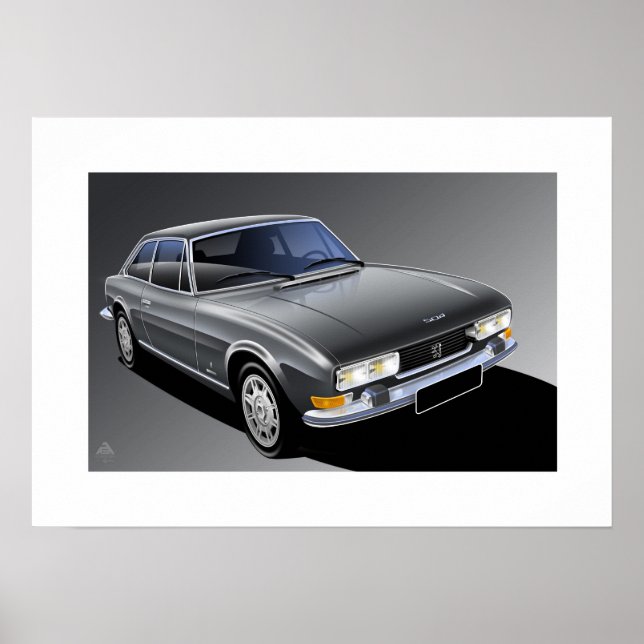 Peugeot 504 Coupe Poster illustration (Vorne)