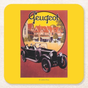 Peugeot-Automobil-Werbeplakat Rechteckiger Pappuntersetzer