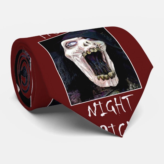 Peur Nuit Skelton Crâne Halloween Cravate (Roulé)