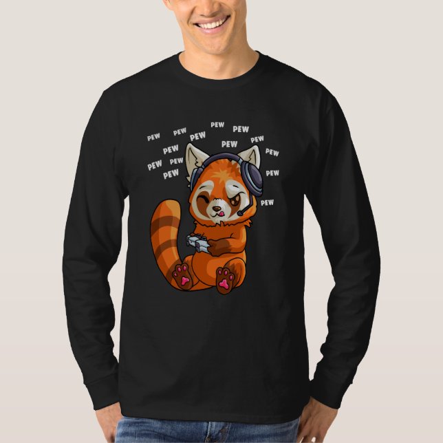 Pew Gamer Red Pand PewPewPew Video Gaming Red Pand T-Shirt (Vorderseite)
