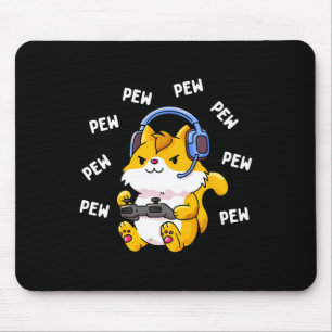 Pew Pew Gamer Cat Video Game Cats Gaming Kitty Lov Mousepad