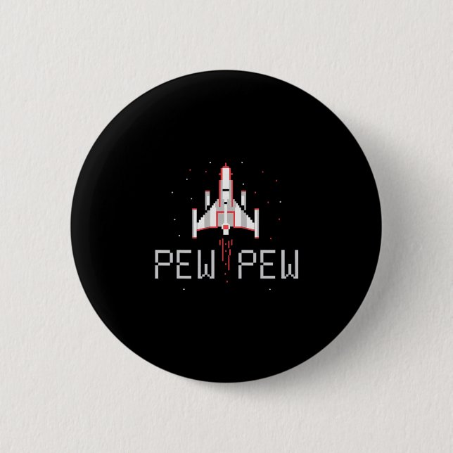 Pew Pew Gamer Retro 80er 90er Arcade-Spiele-Liebe Button (Vorderseite)