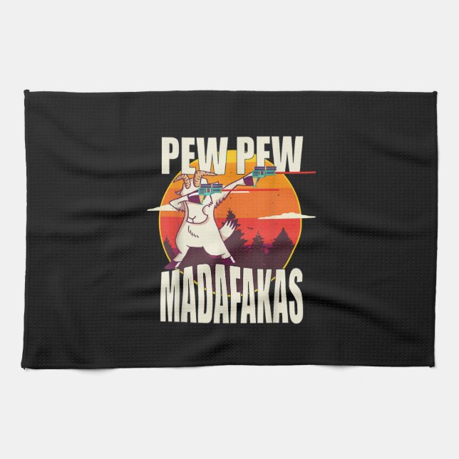 Pew Pew Madafakas Pew Madafakas Goat Geschirrtuch (Horizontal)
