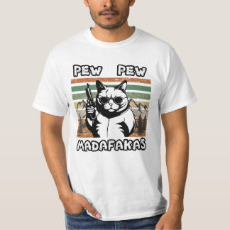 Pew Pew Madafakas Vintag Funny Cat T - Shirt
