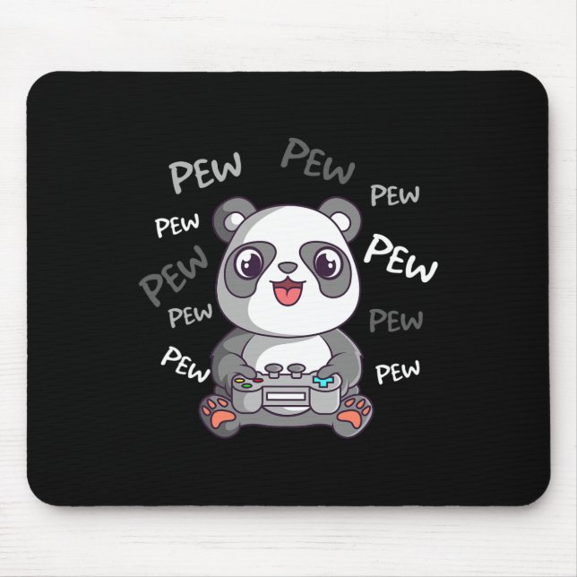 Pew Pew Pew Niedlich Panda Video Gaming Gamer Mousepad (Vorne)