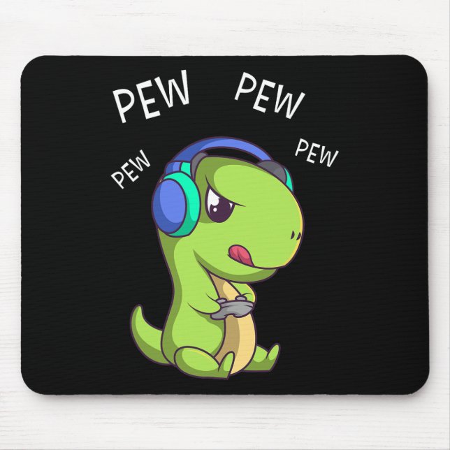 Pew Pew Pew Süßer T-Rex Dinosaurier Videospieler G Mousepad (Vorne)