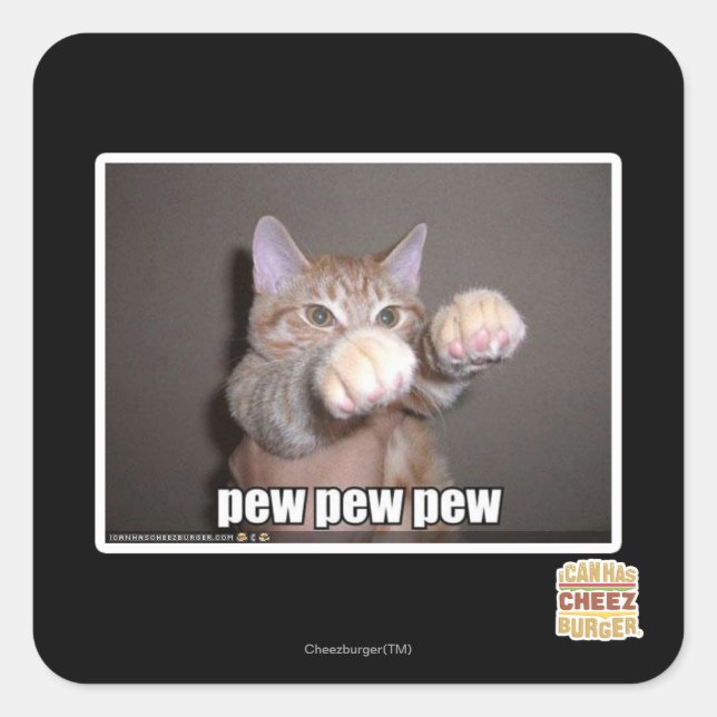 Pew Pew Quadratischer Aufkleber (Vorderseite)