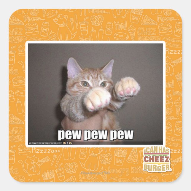Pew Pew Quadratischer Aufkleber (Vorderseite)