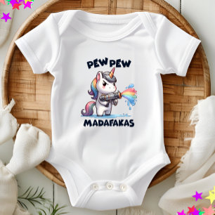 Pew Pew Unicorn Baby Bodysuit Strampler