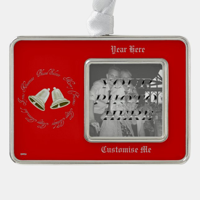 Pewter Bells Christmas Rahmen-Ornament Silber (Vorderseite)