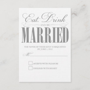 Pewter essen, trinken und Verheiratet sein   Antwo RSVP Karte