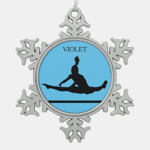 PEWTER GYMNASTICS SNOWFLAKE ORNAMENT. SCHNEEFLOCKEN Zinn-Ornament