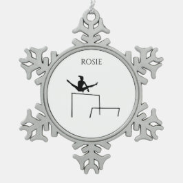 PEWTER GYMNASTICS SNOWFLAKE ORNAMENT. SCHNEEFLOCKEN Zinn-Ornament