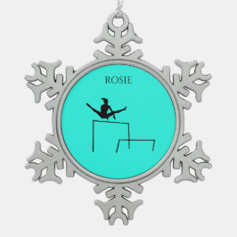PEWTER GYMNASTICS SNOWFLAKE ORNAMENT. SCHNEEFLOCKEN Zinn-Ornament