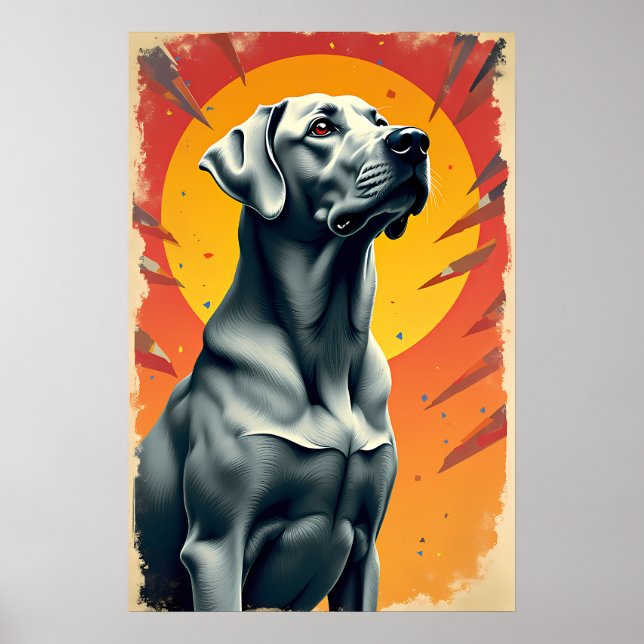 Pewter Labrador Vintager Pop Art Poster (Vorne)
