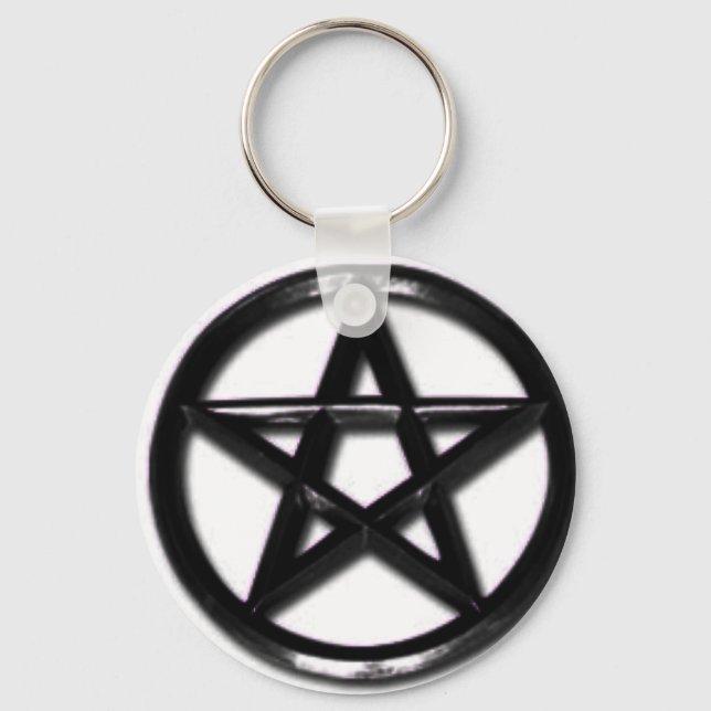 Pewter Pentagramm Pagan Schlüsselanhänger (Vorderseite)