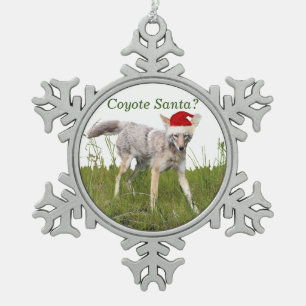 Pewter Schneeflocken Ornament of coyote