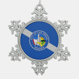 Pewter Snowflake Ornament mit Las Vegas Flag