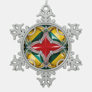 Pewter Snowflake Ornament mit Los Angeles Farben