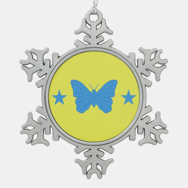Pewter Snowflake Ornament with Bady Bassit Flag (Vorderseite)