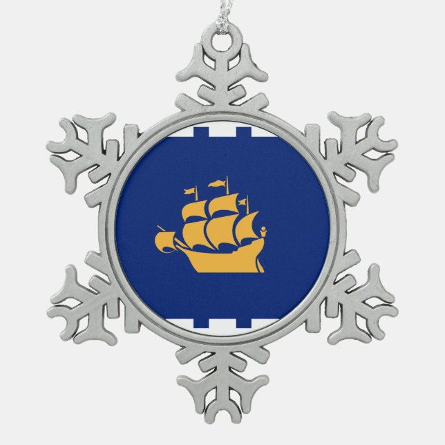 Pewter Snowflake Ornament with Quebec City Flag (Vorderseite)
