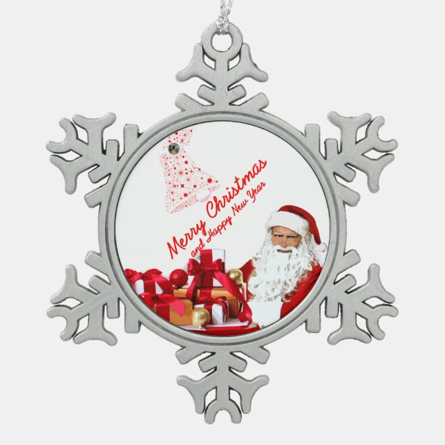 Pewter Snowflake Schneeflocken Zinn-Ornament (Vorderseite)