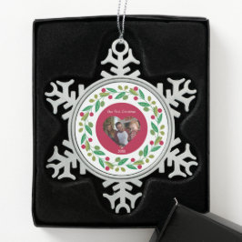 Pewter Snowflake - Unser erstes Weihnachtsfest - F Schneeflocken Zinn-Ornament