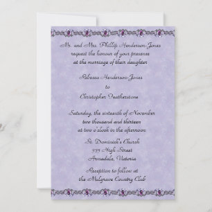 Pewter und Lila Jewel Wedding Einladung